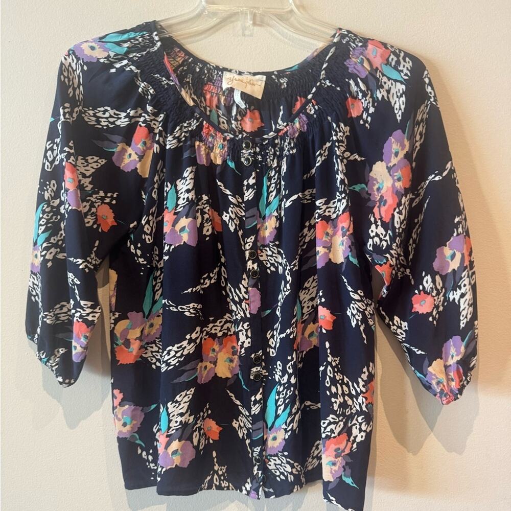Yumi Kim silk floral boho style blouse size medium